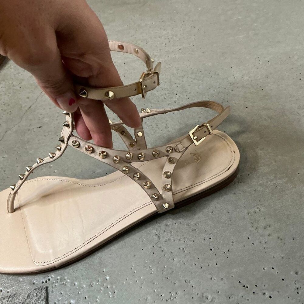 Zara Leather Studded Sandals - Picture 4 of 6